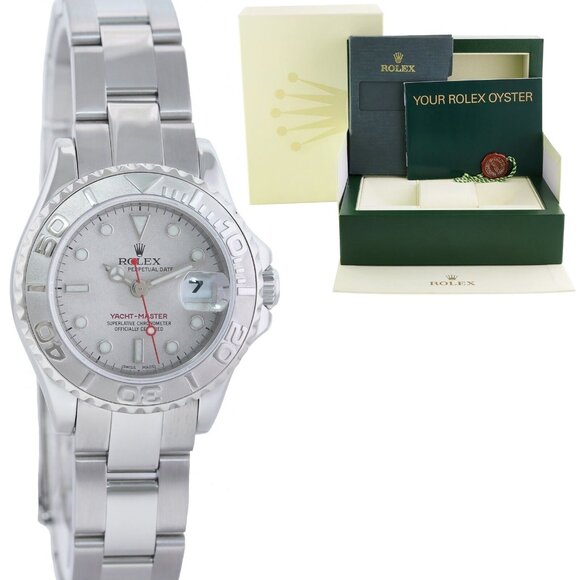 50% OFF! WOMENS ROLEX PLATINUM YACHT MASTER WATCH WITH BOX main image 5